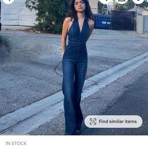 70's Denim Jumpsuit, Blue Jeans  Sleeveless Body Zip Jumpsuit, Boho Style Romp